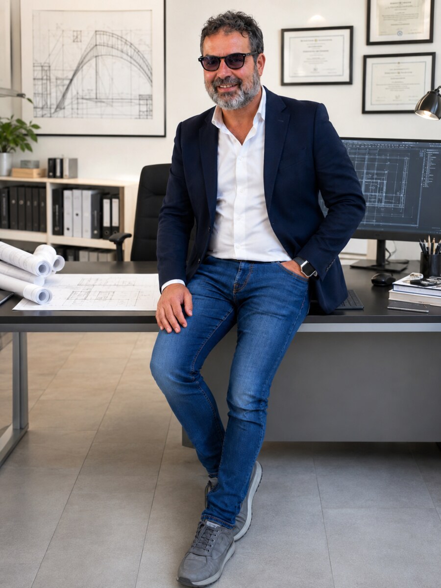 Geom. Massimo D'Andrea nel suo studio tecnico a Venafro
